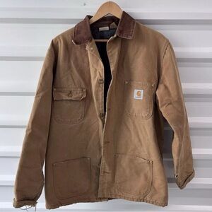 Vintage Carhartt USA Barn Chore Button Up Jacket Blanket Lined Sz 42 Reg Large